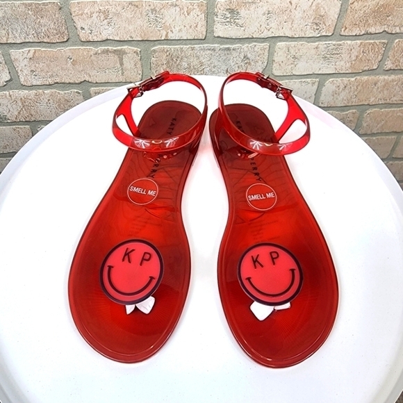 KATY PERRY Scented Red Jelly Sandals Size 10 - Picture 1 of 8